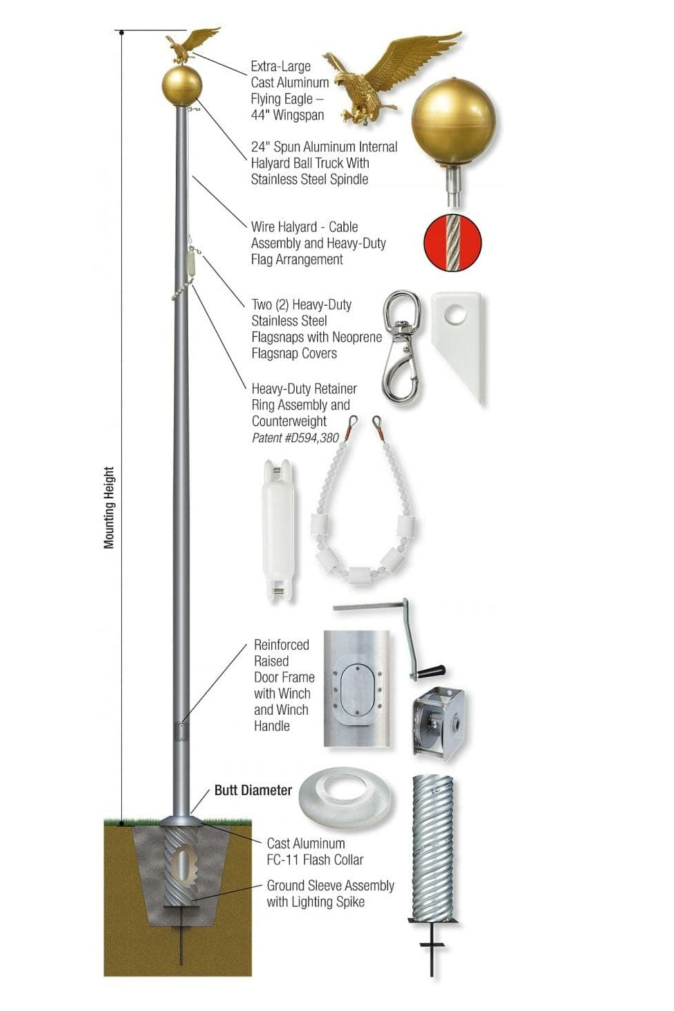 Tall flagpole deals diameter